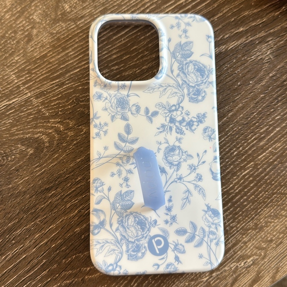 Floral Blue and White Loopy Phone Case 14pro max